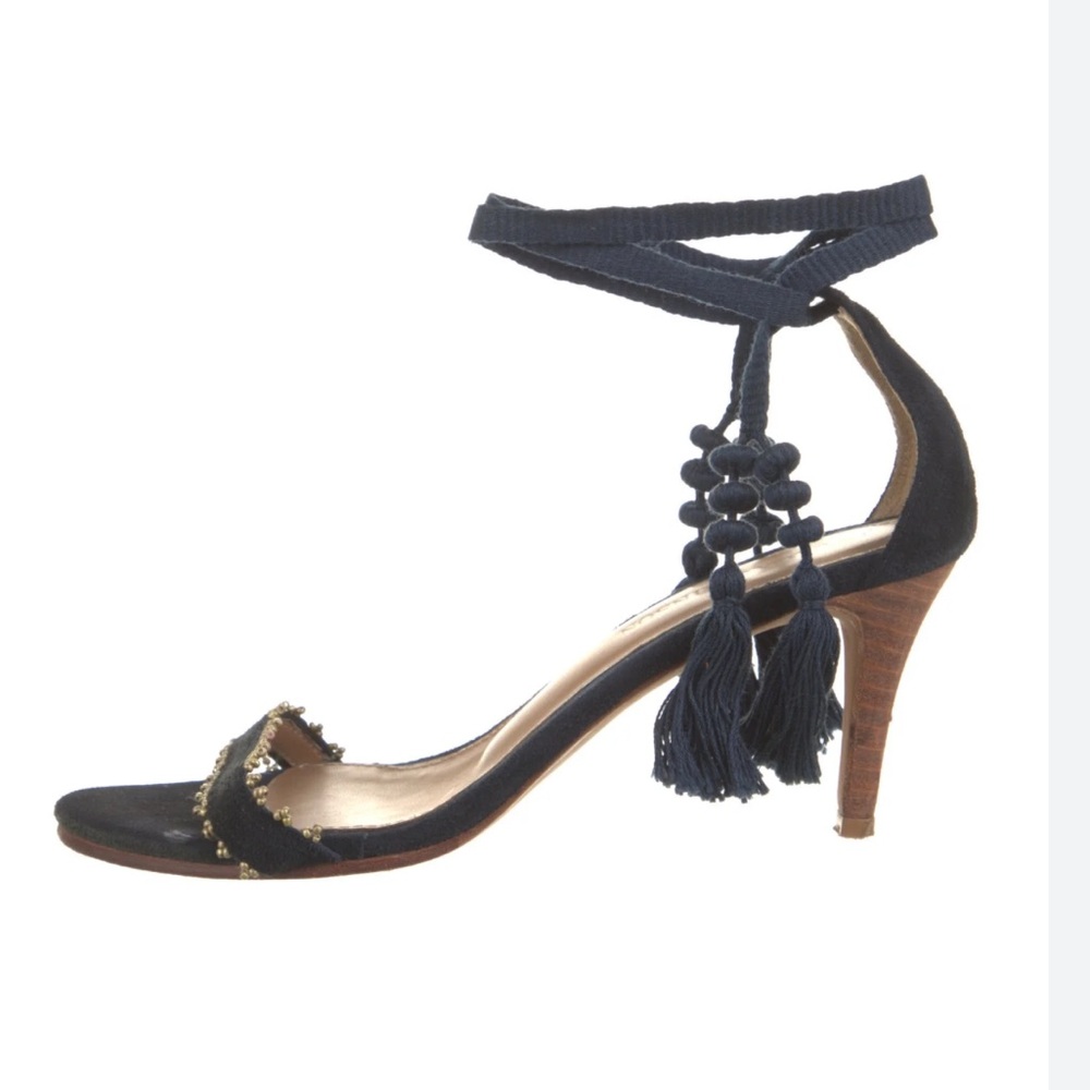 Ulla Johnson suede navy tassel heels!
